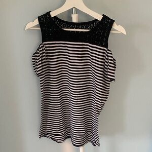 Black and White Striped Women's Top